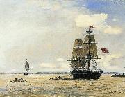 Johann Barthold Jongkind Norwegian Naval Ship Leaving the Port of Honfleur oil